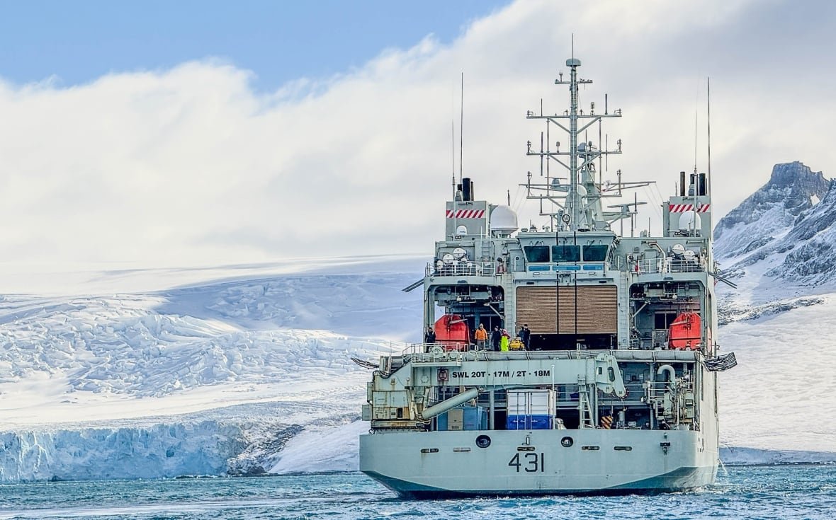 A ship in Arctic waters.