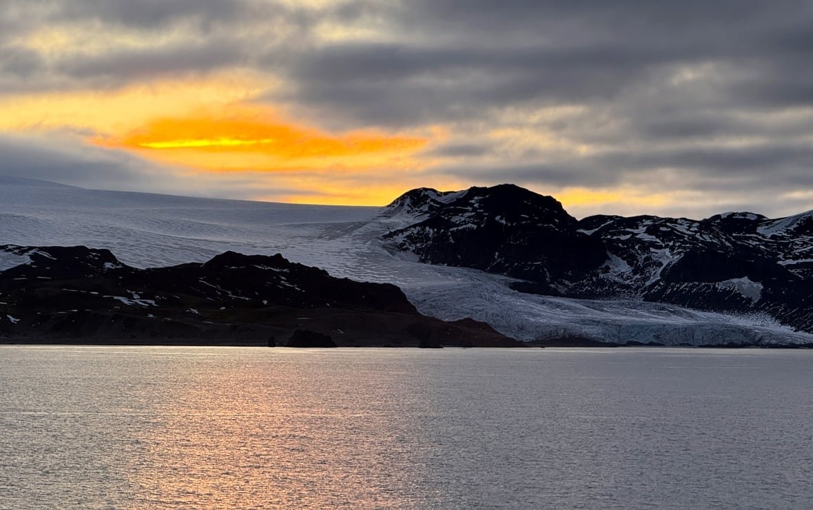 Sunset amid glaciers.