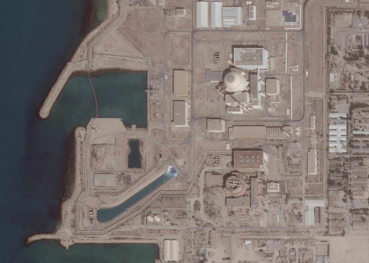 iran-nuclear-contamination-risks-2 An aerial view of buildings along a coastline