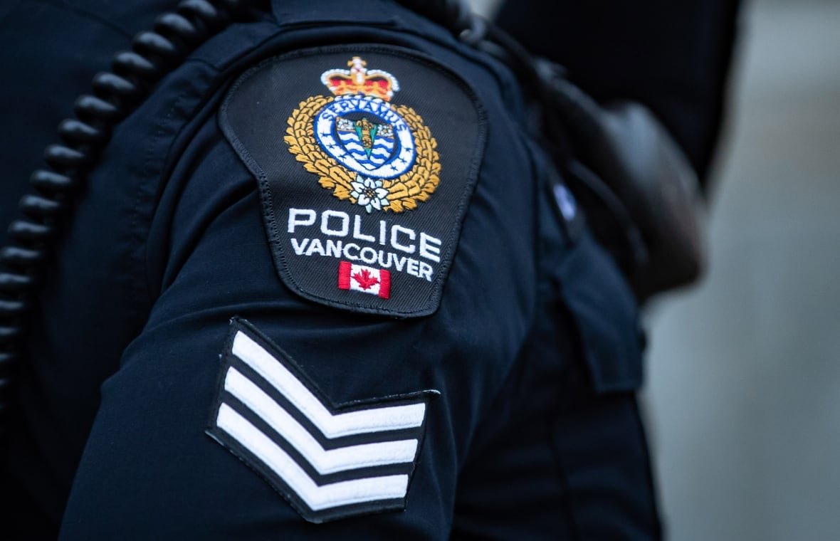 police-public-hearing-20240619-vpd-badge-shoulder-patch-stock-generic-file An up-close picture of a Vancouver Police Department shoulder badge with three stripes below it, signifying the rank of sergeant.