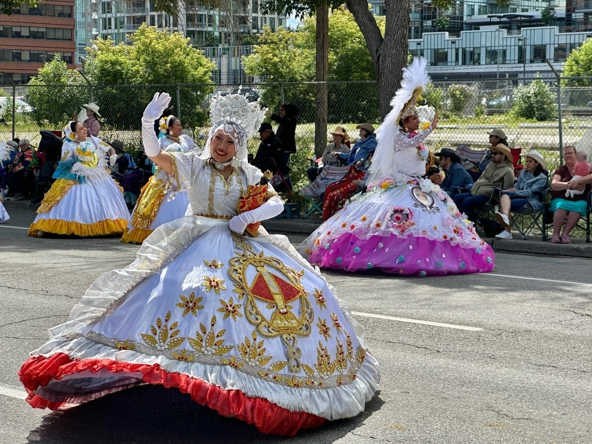 The Fiesta Filipino parade entry was one of many multi-cultural displays bringing splashes of colour to the parade route.