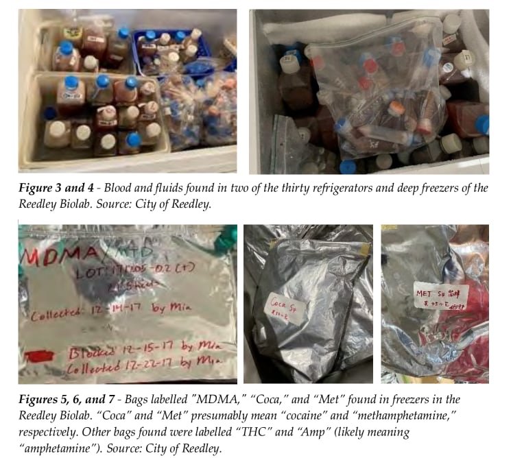 Vials of substances labeled with hazardous diseases in a biological lab in Fresno County, Calif.