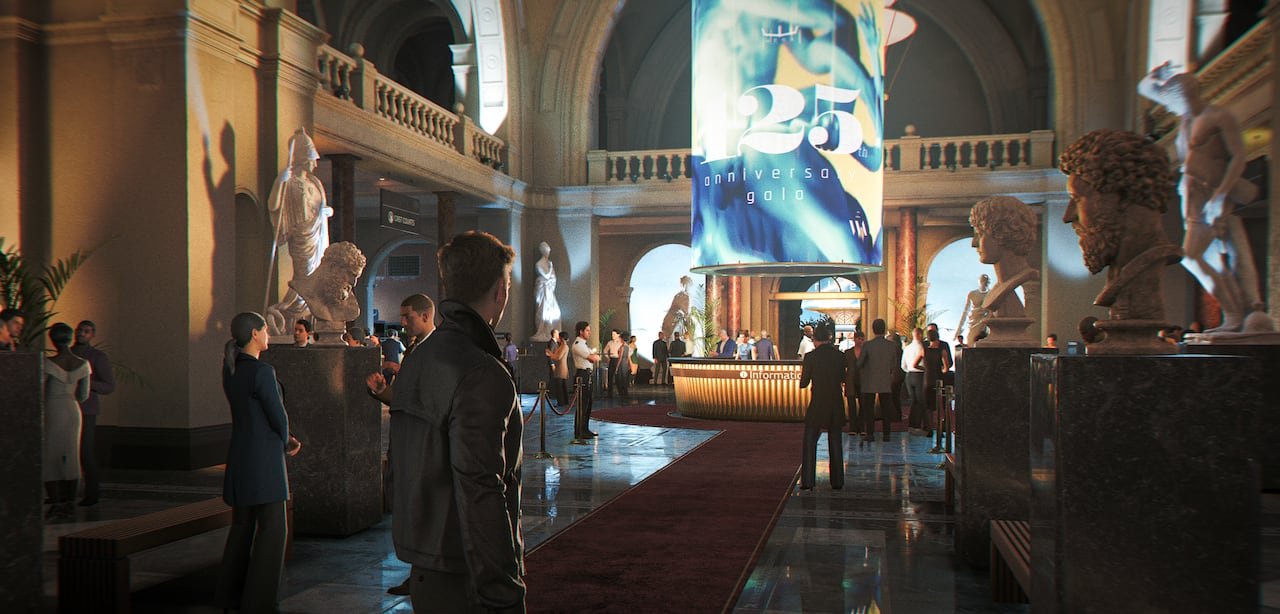 default-69 Screenshot of a man entering a museum in the video game.